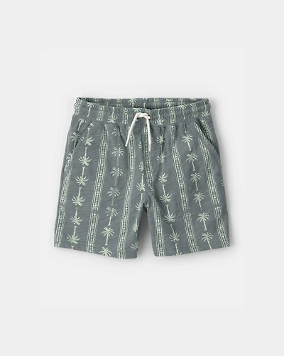 Boys Palm Tree Knit Shorts - Grey/Green
