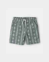 Boys Palm Tree Knit Shorts - Grey/Green