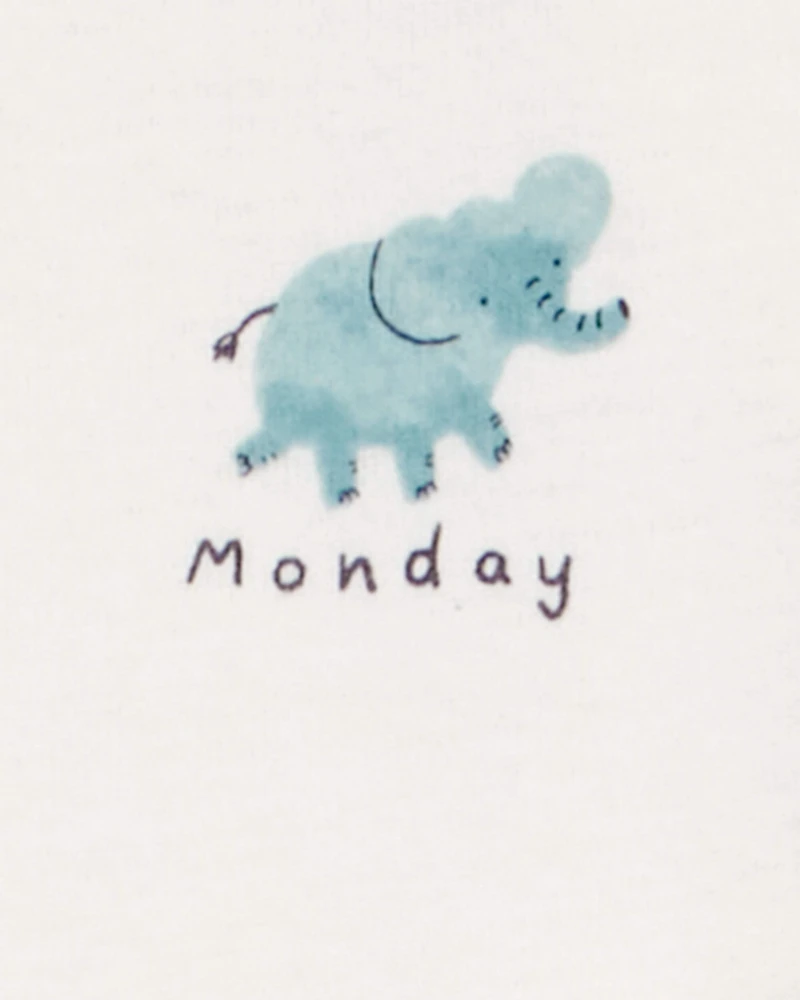 Baby 7-Pack Days Of The Week Short-Sleeve Cotton Bodysuits