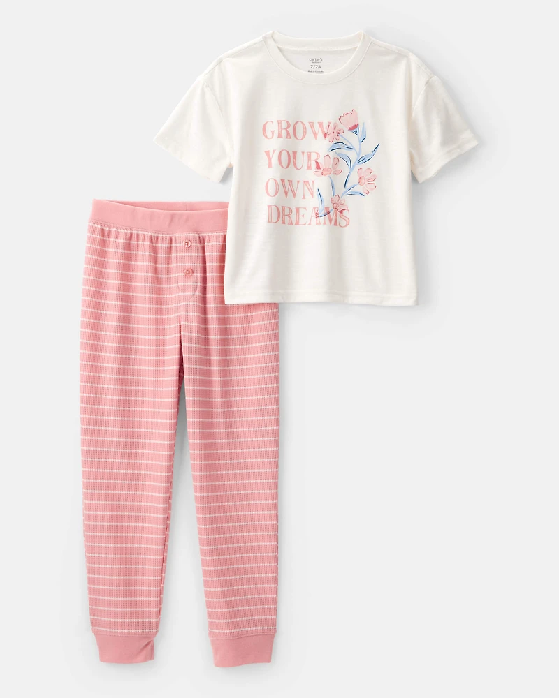 Girls 2-Piece Grown Your Own Dreams Floral Loose Fit Pyjamas