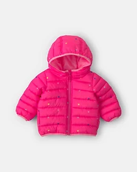 Baby Girl Midweight Packable Puffer- Pink
