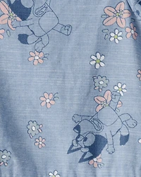 Toddler Girl Bluey Floral Print Denim Dress - Blue