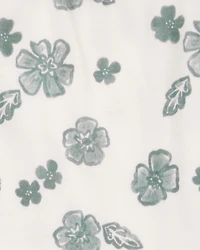 Baby 2-Piece Flutter-Sleeve Floral Bodysuit & Short Set - Ivory/Green