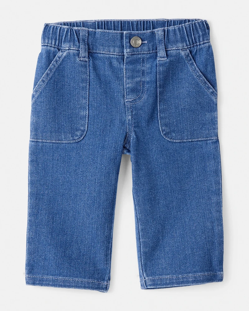 Baby Girl 2-Piece Floral Collared Shirt & Pant Set - Maroon/Blue