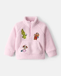 Toddler Girl Dr. Seuss™ The Grinch Sherpa Quarter-Zip Pullover Sweatshirt - Pink