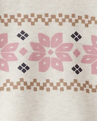 Toddler Girl Fairisle Pullover & Rib Pant Set - Cream