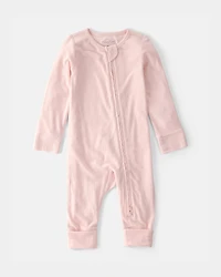 Baby Girl 2-Way Zip PurelySoft Sleeper - Light Pink