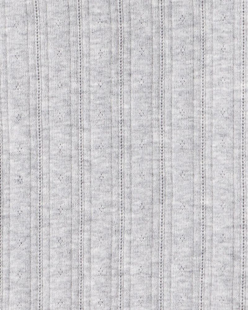 Girls Pointelle Long-Sleeve Top - Grey