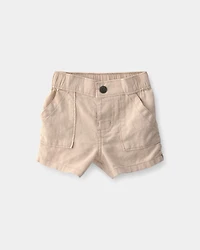 Baby Boy 2-Piece Solid Short-Sleeve Tee & Pant Set - Brown/White