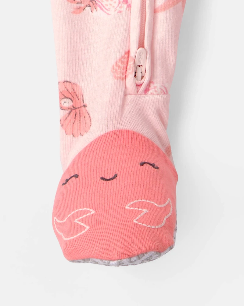 Toddler Girl Shell Animal 100% Cotton Snug Fit 1-Piece pyjama - Pink