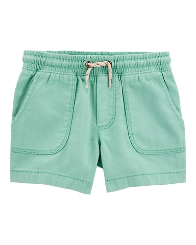 Baby Pull-On Twill Shorts - Turquoise