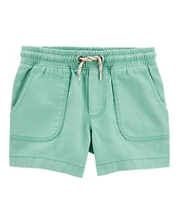 Baby Pull-On Twill Shorts - Turquoise