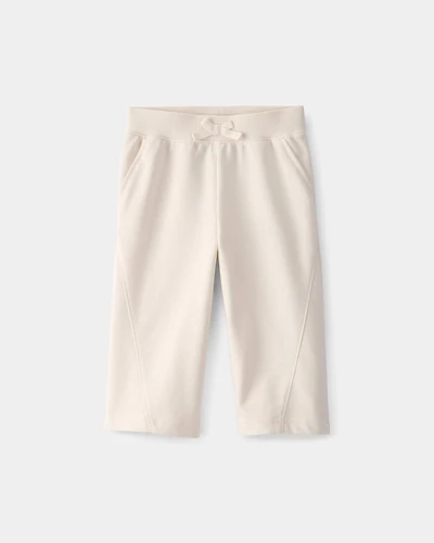 Baby Girl French Terry Wide-Leg Active Pants - Ivory