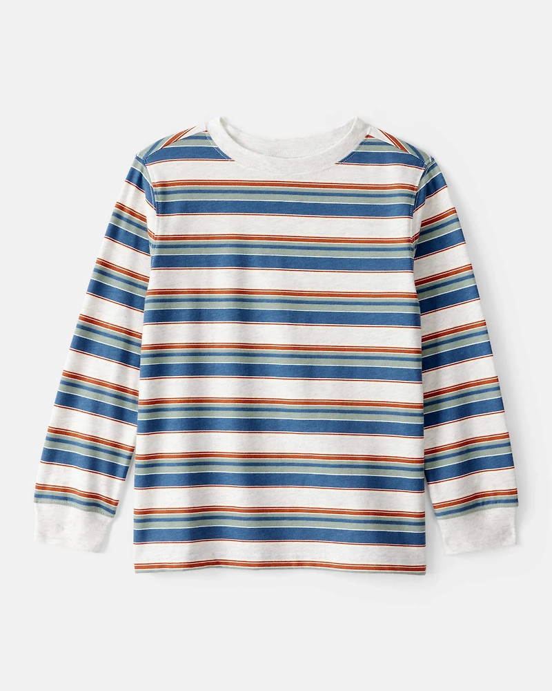 Boys Striped Long-Sleeve Tee - Grey