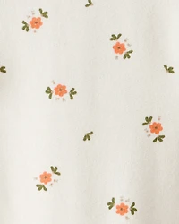 Baby Girl Floral Ruffle Cotton Long-Sleeve Jumpsuit - Cream