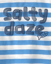 Baby Boy 'Salty Daze' Striped Graphic Tee - Blue/Ivory