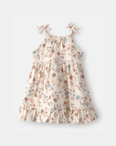 Baby Girl Floral Sleeveless Dress - White