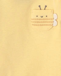 Baby Girl 4-Pack Bee Long-Sleeve Bodysuits - Yellow/Blue/Ivory