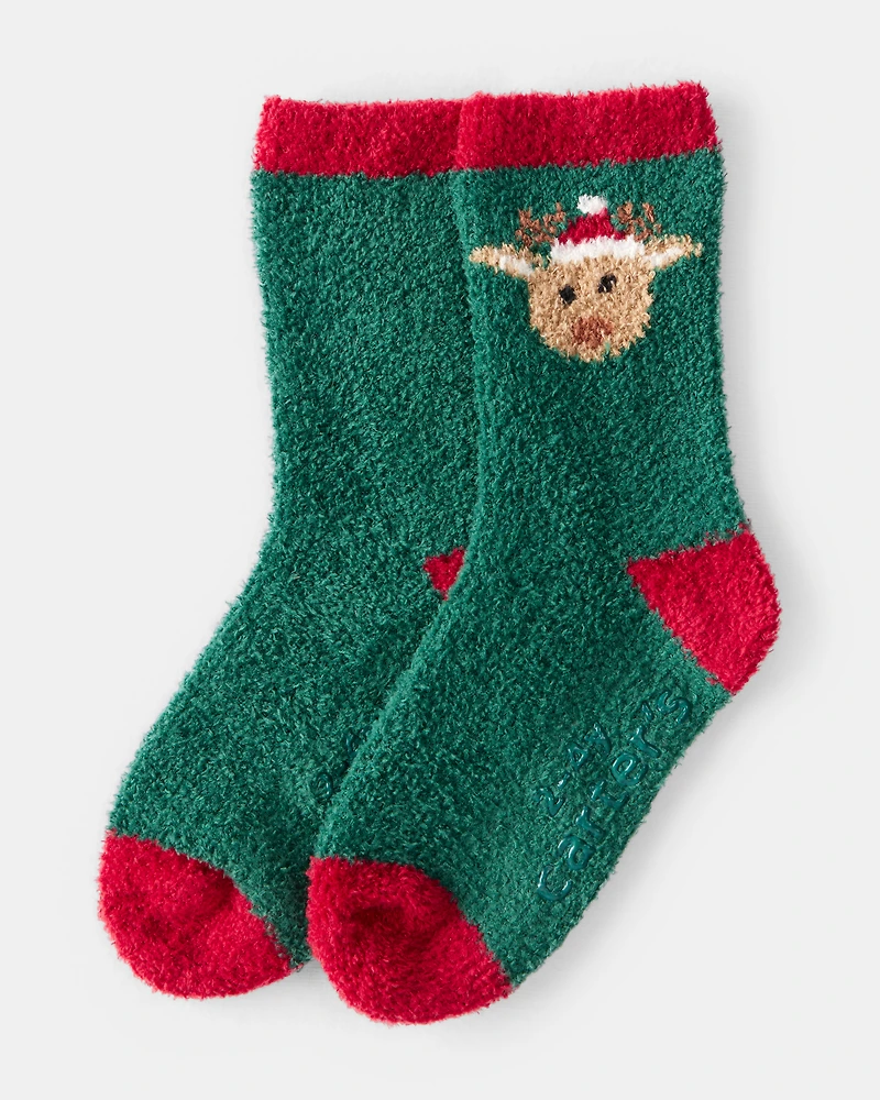 Toddler Reindeer Cozy Socks - Green