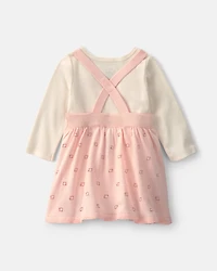 Baby Girl 2-Piece Sheep Long-Sleeve Dress Set - Pink/Cream