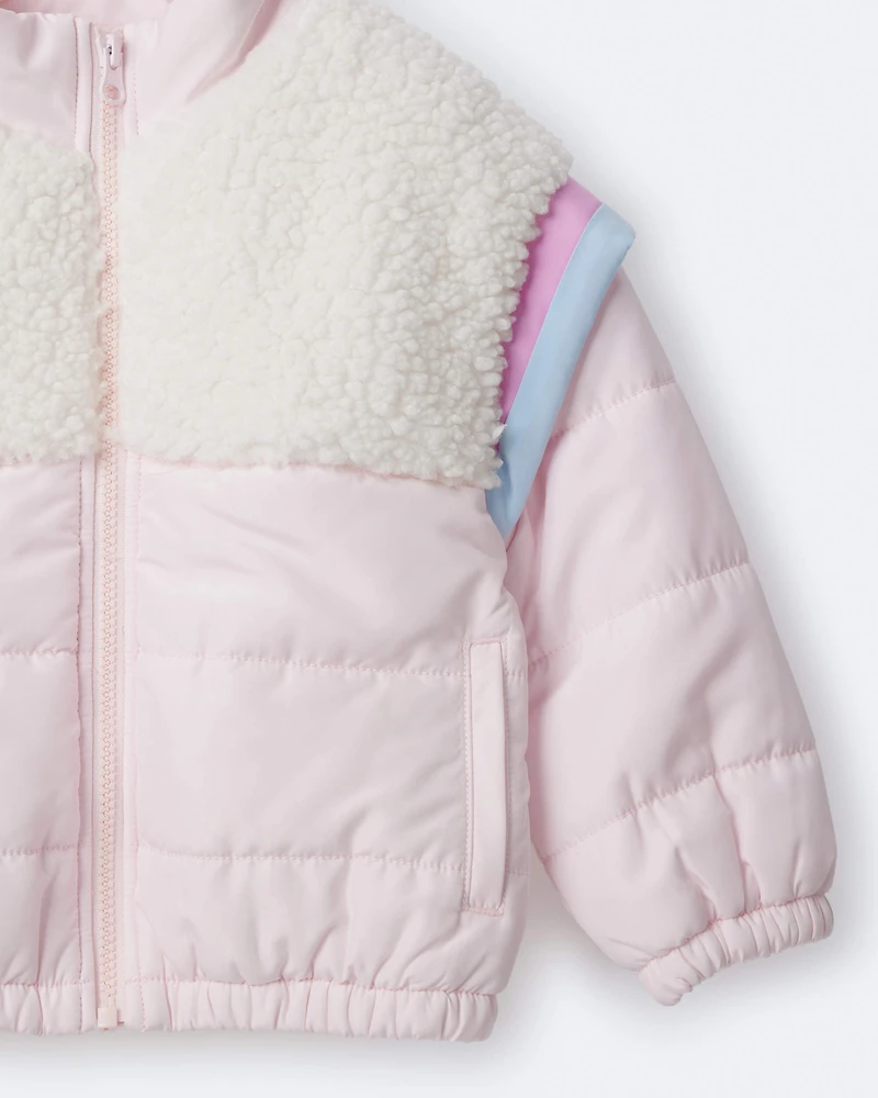 Toddler Girl Colourblock Zip-Up Jacket - Light Pink/Cream