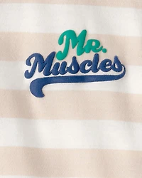 Toddler Boy 'Mr. Muscles' Striped Top - Tan