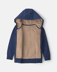 Boys Fleece Zip-Up Hoodie - Navy Blue