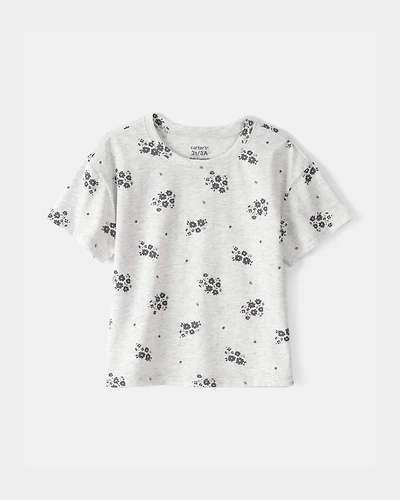 Toddler Girl Floral Top - Grey