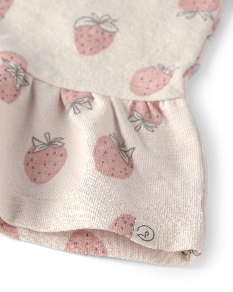 Girls 2-Piece Top & Short Set Made with Organic Cotton Strawberry Print