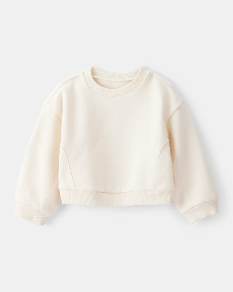 Baby Girl Long-Sleeve Pullover Sweatshirt - White