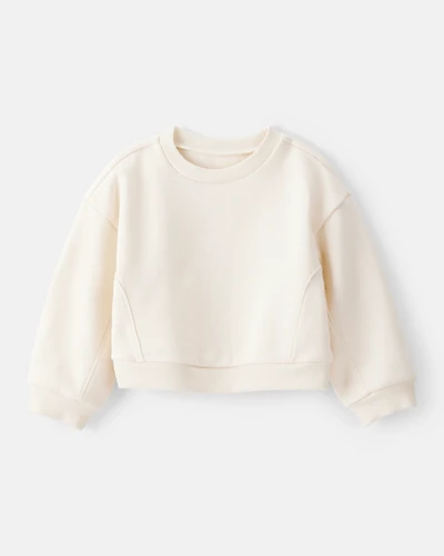 Baby Girl Long-Sleeve Pullover Sweatshirt - White
