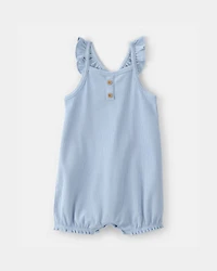 Baby Girl Solid Sleeveless Romper - Blue