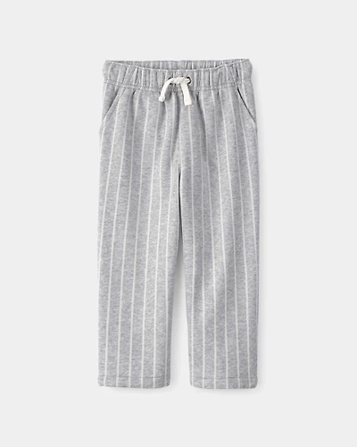 Toddler Striped French Terry Pants - Grey/White
