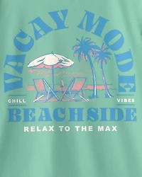 Boys Palm Tree Tropical Short-Sleeve Rashguard - Green