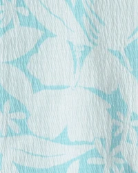 Girls Floral Gauze Short-Sleeve Top & Short Set - Blue