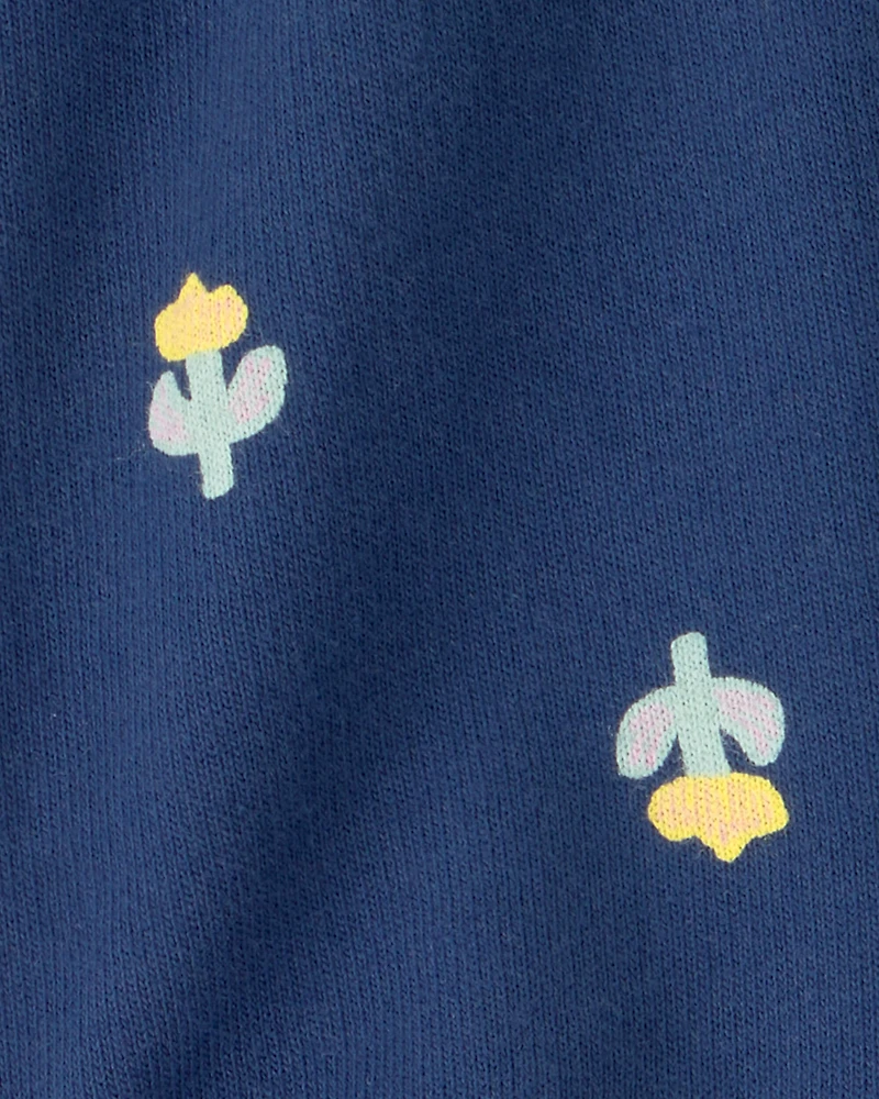 Baby Girl Floral French Terry Shorts - Blue