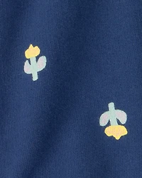Baby Girl Floral French Terry Shorts - Blue