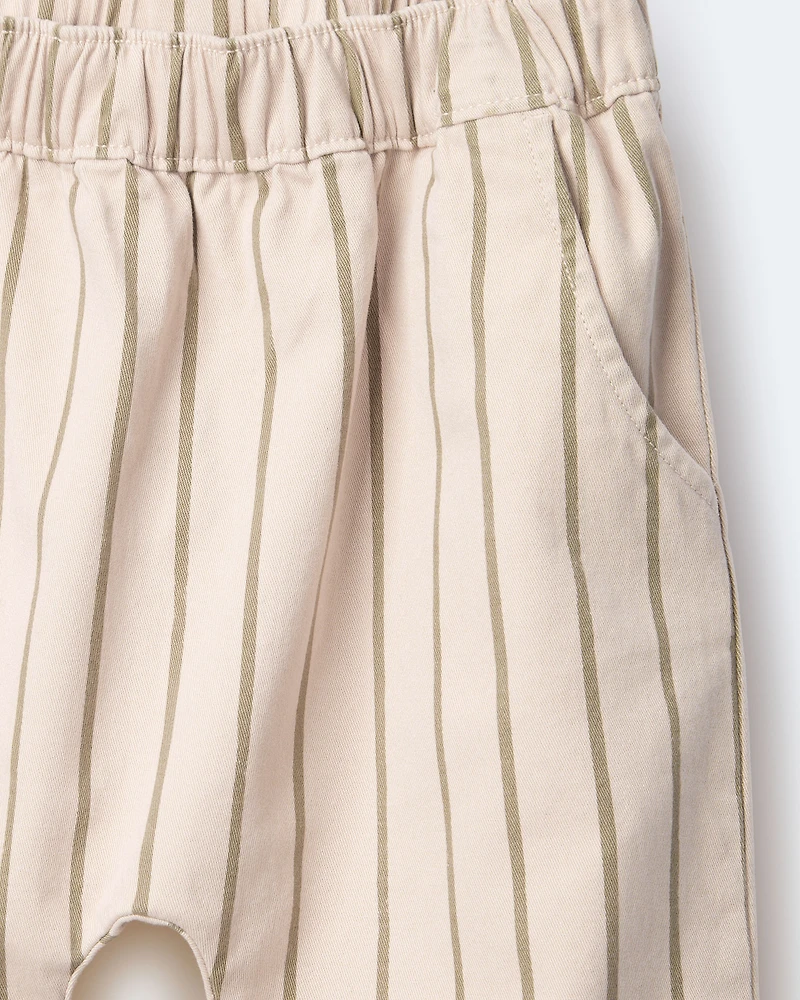 Toddler Striped Playground Pant - Beige/Olive