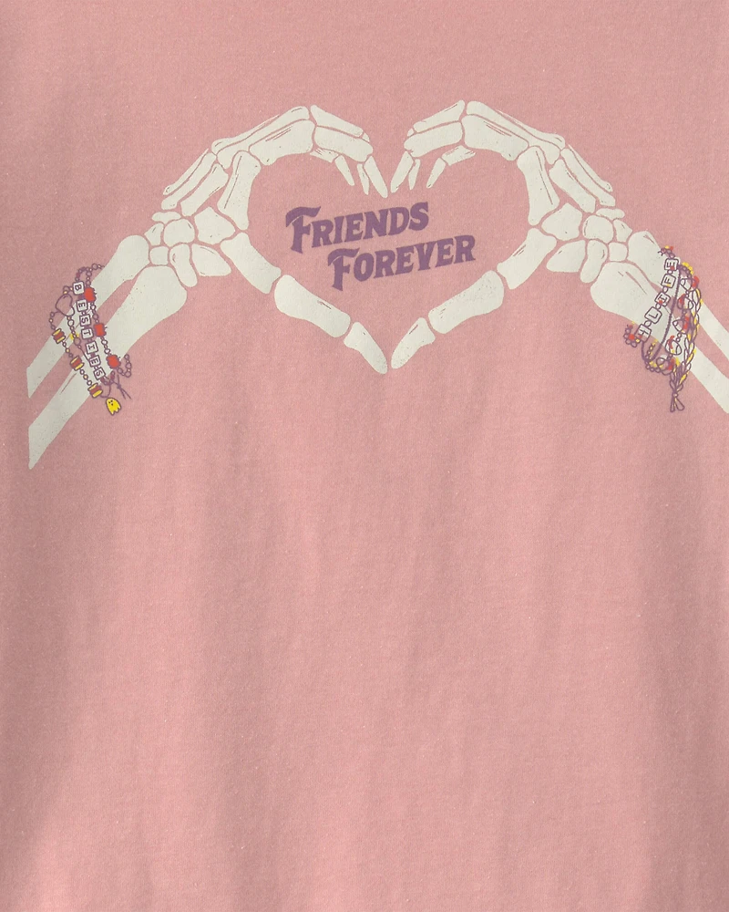 Girls 'Friends Forever' Halloween Long-Sleeve Graphic Tee - Pink