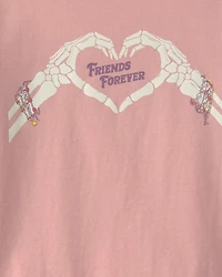 Girls 'Friends Forever' Halloween Long-Sleeve Graphic Tee - Pink