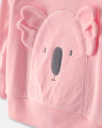 Baby Girl Koala Terry Pullover Sweatshirt - Pink