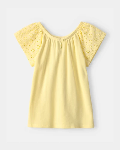 Girls Eyelet Top - Yellow