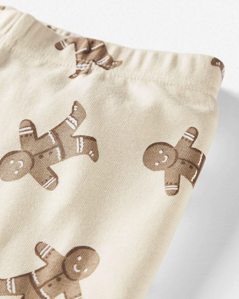 Kid Organic Cotton Pyjamas Set Gingerbread Man Print
