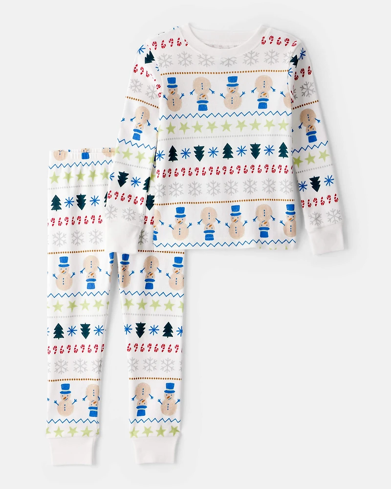 Baby Christmas Fair Isle 100% Cotton Long-Sleeve Snug Fit 2-Piece pyjamas - White