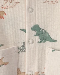 Baby Boy Dinosaur Jumpsuit - Cream