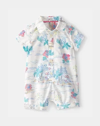 Baby Boy Beach  Short-Sleeve Romper - White
