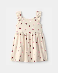 Baby Girl Cherry Sleeveless Dress - Cream