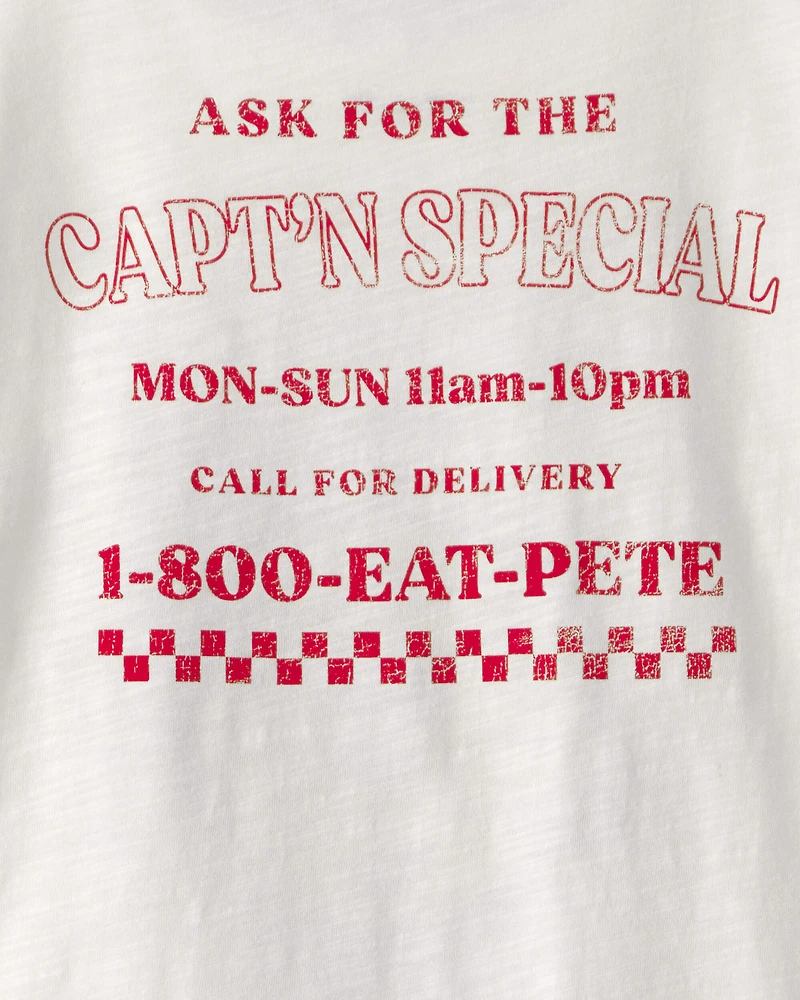 Boys Pizza Graphic Tee - White