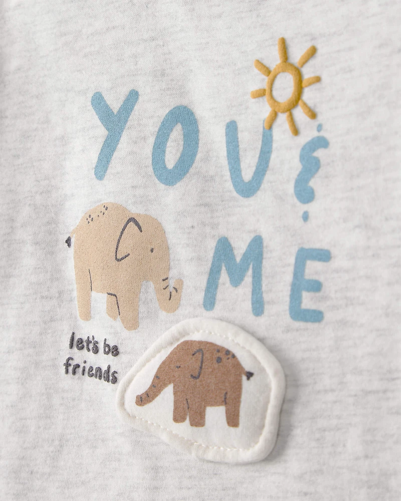 Baby 'Let's Be Friends' Graphic Tee - Grey