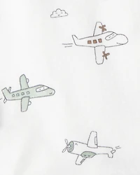 Baby Boy 3-Piece Airplane Sweatshirt Outfit Set - Blue